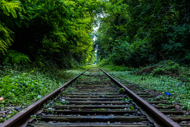 Long lonely railroad tracks
